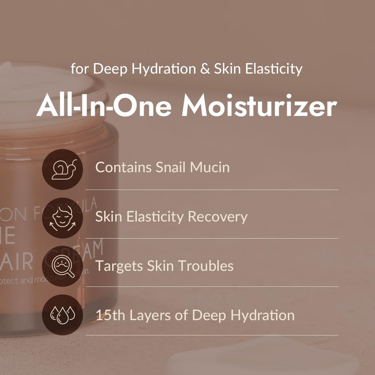 MIZON AllinOne Snail Repair Cream Korean Face Moisturizer with Snail Mucin 12 Natural Extracts Hydrating Nourishing Crea