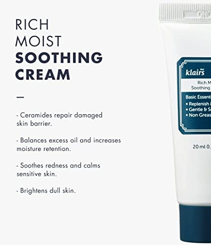 DearKlairs Rich Moist Soothing Cream 20ml Repair Skin Barrier Sensitive Skin Hypoallergenic Centella Asiatica Ceremide M