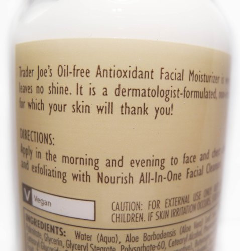 Trader Joes Nourish OilFree Antioxidant Facial Moisturizer 6oz