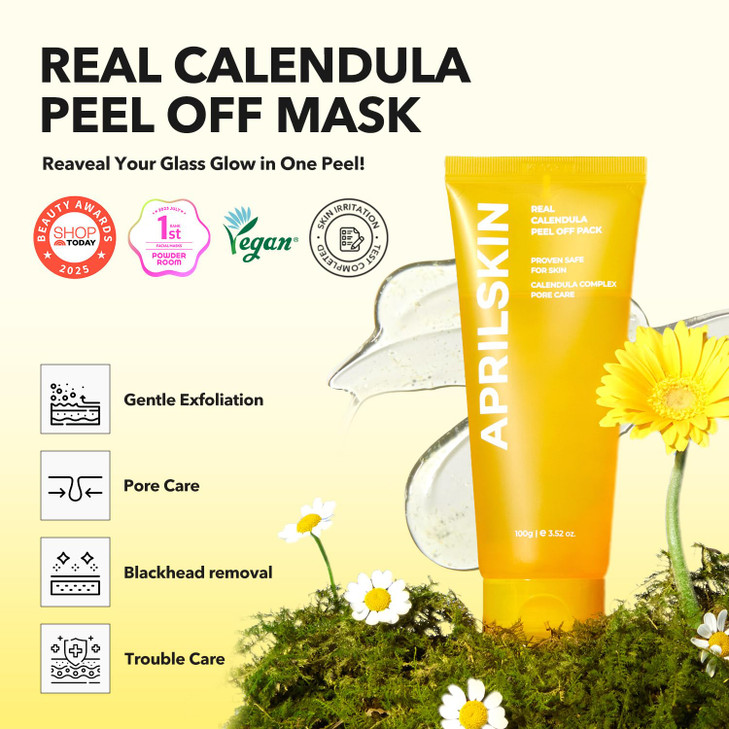 APRILSKIN Calendula FlowerInfused Facial Peel Off Mask 352 fl oz PHA BHA Niacinamide gently exfoliates removes impuritie