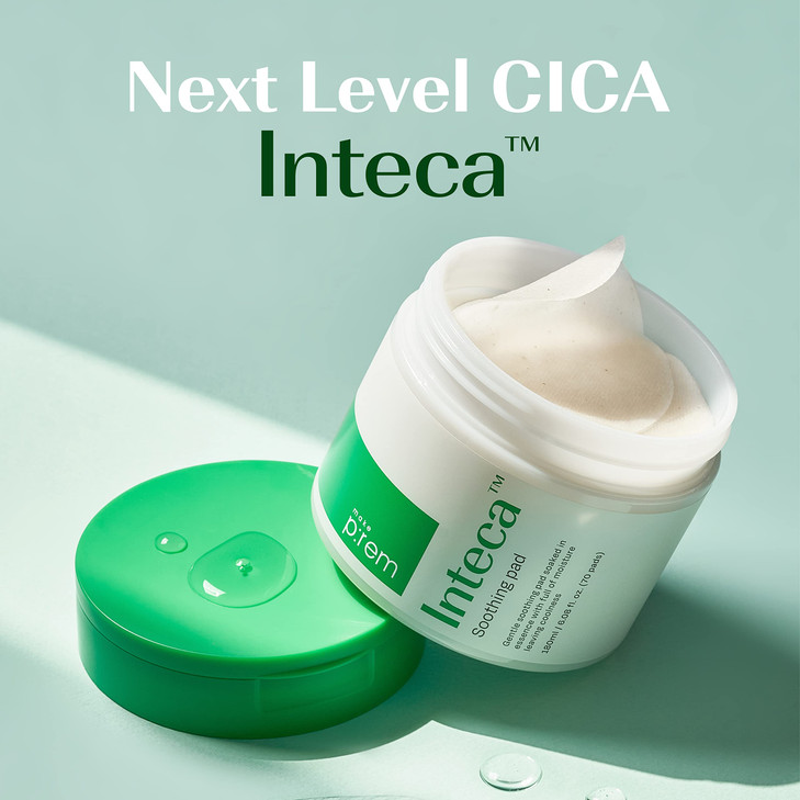 MAKEPREM INTECA Intensive Soothing CICA Facial Toner Pads 70 Unbleached 100 Cotton PHA Mild Exfoliating Vegan 6oz Serum