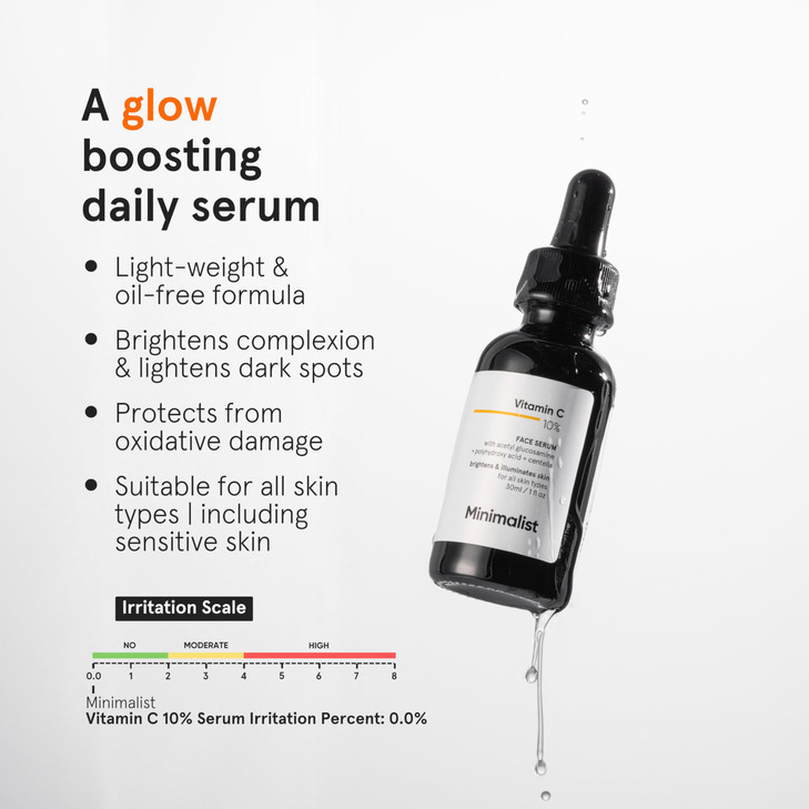 Minimalist 10 Vitamin C Serum for Brightening Improves Hydration For All Skin Types For Women Men 1 Fl Oz 30 ml