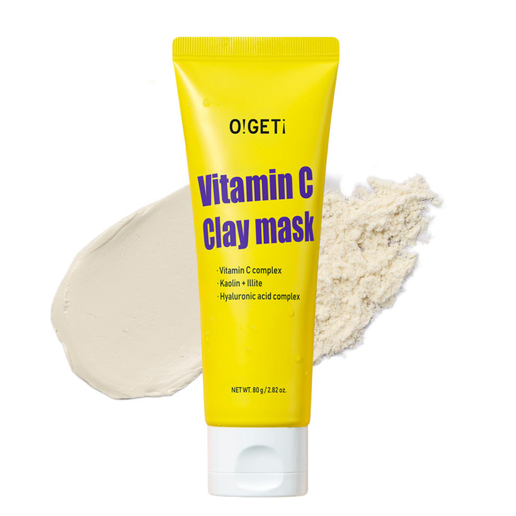 OGETi Vitamin C Clay Mask Hydrating Brightening Face Mask Fermented Natural Clay Kaolin BHA Upcycled Green Tangerine 28o
