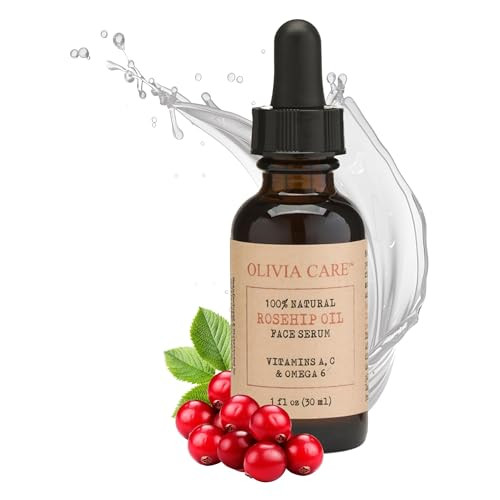 Rosehip Seed Oil Serum By Olivia Care Natural Moisturizer for Face Body Skin with Vitamins E C A Omega 6 Perfect for Tre