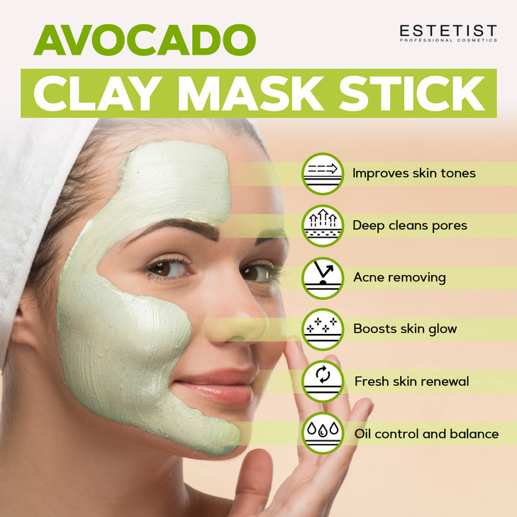 Avocado Clay Mask Stick Set Deep Pore Cleanser Blackhead Remover Replenishing Moisture Oil Control and Balance Skin Deto