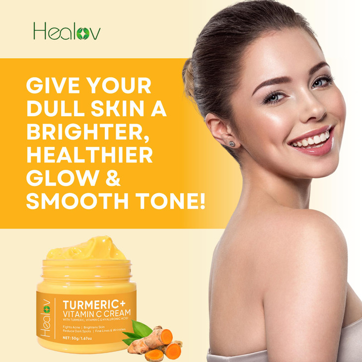 Turmeric Face Cream for Face Body All Natural Turmeric Skin Brightening Lotion Cleanses Skin Fights Acne Evens Tone Fade