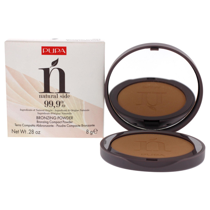 PUPA Milano Natural Side Bronzing Powder 001 Light Bronze Add Warmth and Glow to Skin Easy Blending Bronzer Contour Make