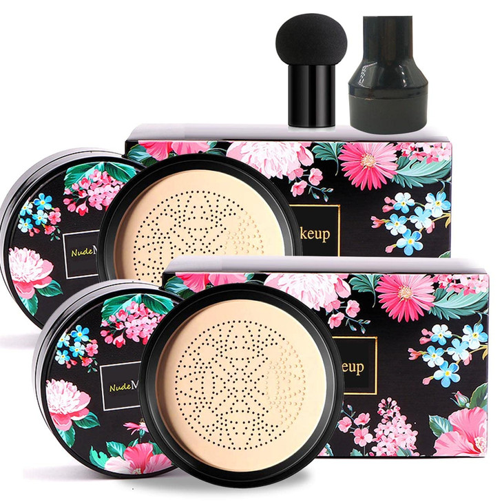 2 Pack Mushroom Head Air Cushion BB Cream Concealer Lasting Nude Makeup Moisturizing Brightening Pigment CC Liquid Found