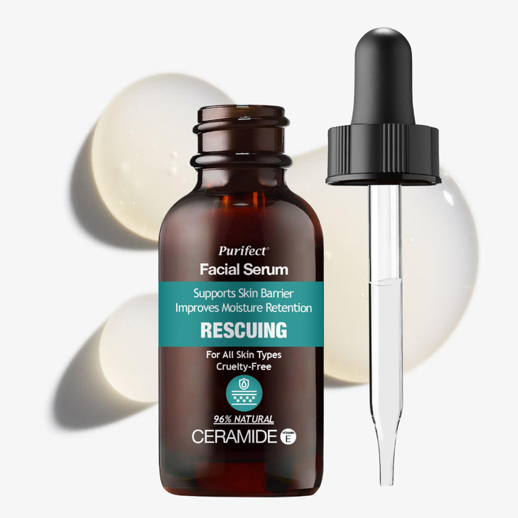 Purifect Rescuing Ceramide Face Serum for Dry Itchy Sensitive Skin with Panthenol Vitamin E Made in USA Skin Barrier Sup