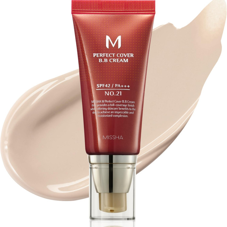MISSHA M Perfect Cover BB Cream No21 Light Beige Light with Cool Undertone SPF 42 PA 169 Fl Oz Tinted Moisturizer for fa