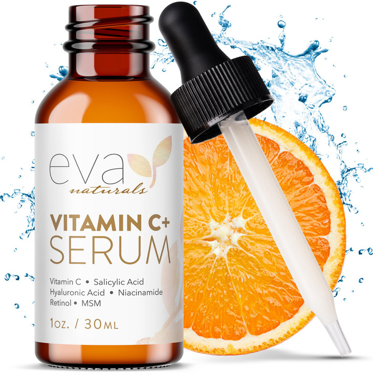 Eva Naturals Vitamin C Serum for Face Anti Aging Dark Spot Remover with Retinol Hyaluronic Acid Niacinamide Salicylic Ac