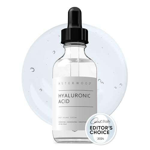 Asterwood Hyaluronic Acid Serum for Face Plumping AntiAging Hydrating FragranceFree 2 Fl Oz