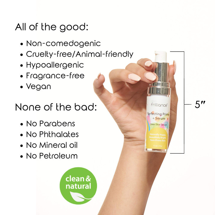 Frilliance 2 in 1 Clear Skin Perfecting Primer Serum for Acne Vegan Cruelty Free for Teens of All Skin Types Mandelic Ac