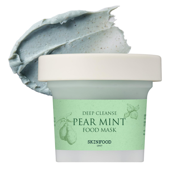 SKINFOOD Mask Pear Mint 120g Facial Pore Cleanser Soothing Hydrating Body Skin Pore Sebum Clearing Cooling Bubbles Scrub