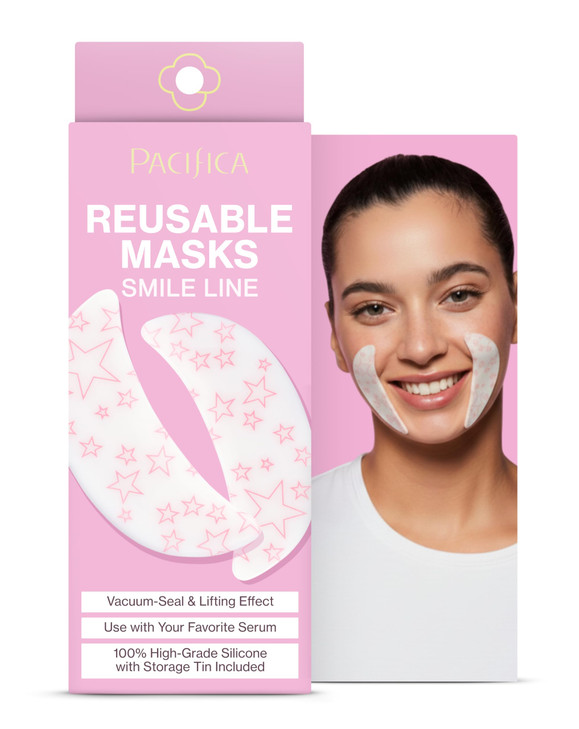 Pacifica Beauty Reusable Smile Line Mask Skincare Silicone Mask For Fine Lines and Wrinkles Lift and Firm Pair with Seru