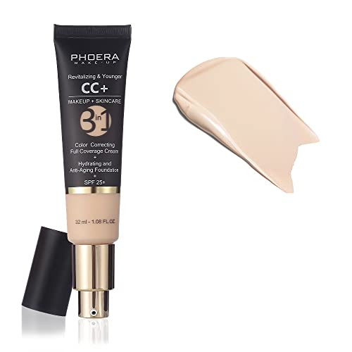 PHOERA AntiAging Color Correcting Full Coverage Cream Foundation SPF 25 Revitalizing Younger infused Concealer with Vita