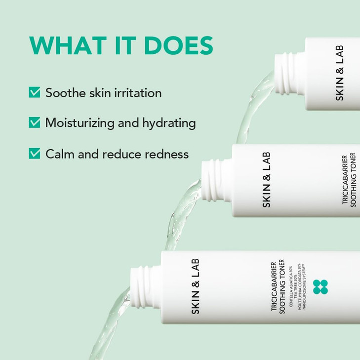 SkinLAB Tricicabarrier Soothing Toner Infused with CICA Tea Tree and Heart Leaf After Sun Care Product Calm Sunbun and H