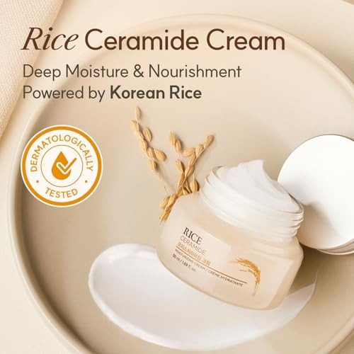 The Face Shop Rice Ceramide Cream Hydrating Face Moisturizer for Dry Combination Skin Lightweight Fastabsorbing 169 fl o