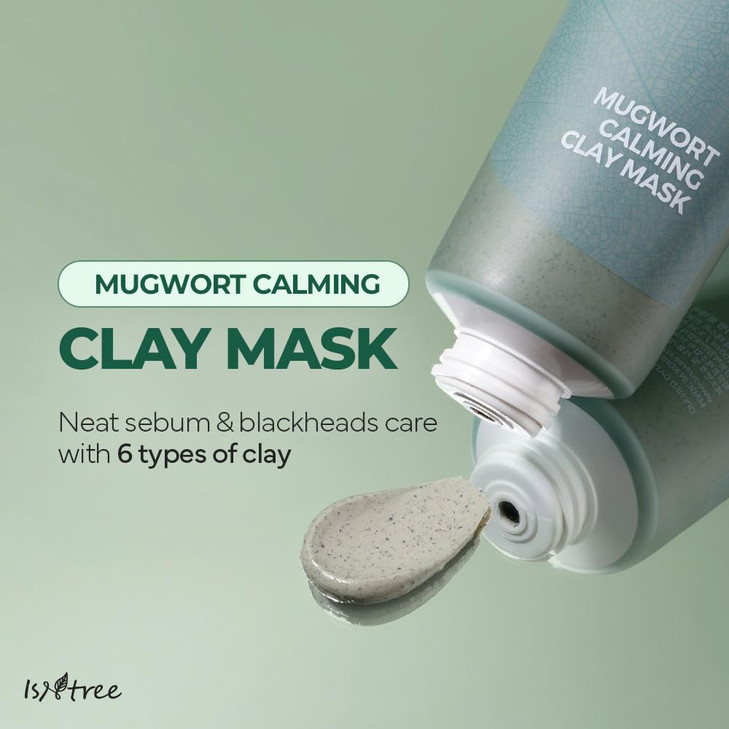 IsNtree Mugwort Calming Clay Mask 100ml 338 floz Korean Skincare Deep Pore Cleansing Sebum Control Soothing WashOff Mask