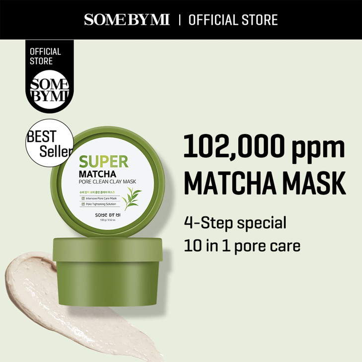SOME BY MI Super Matcha Pore Clean Clay Mask 352Oz 100g Made from Match Water for Sensitive Skin Skin Moisturizing Effec