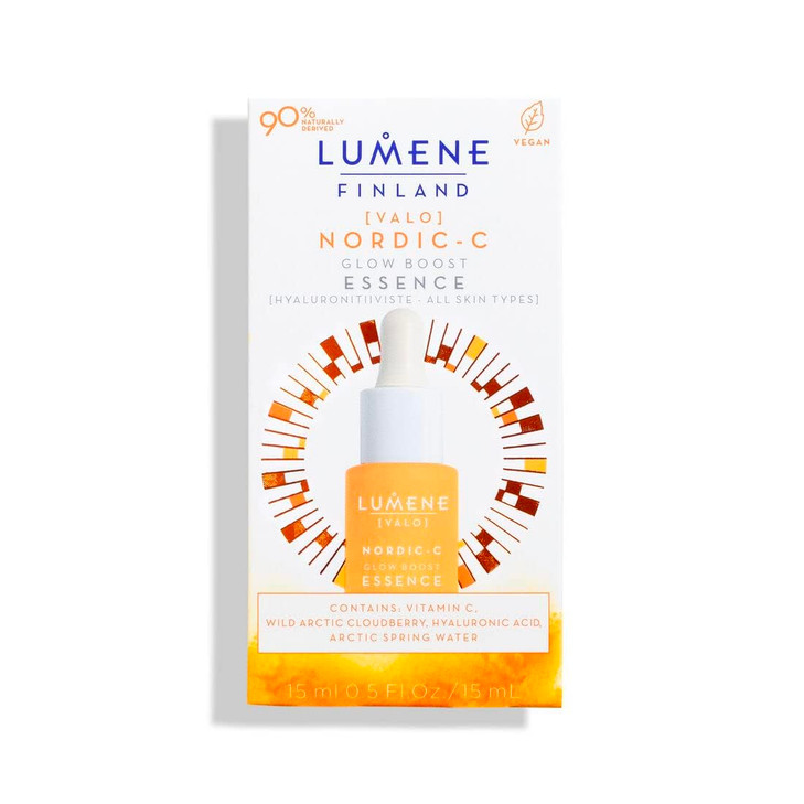 Lumene Valo NordicC Glow Boost Essence Hydrating Brightening Serum with Vitamin C Hyaluronic Acid Arctic Cloudberry for