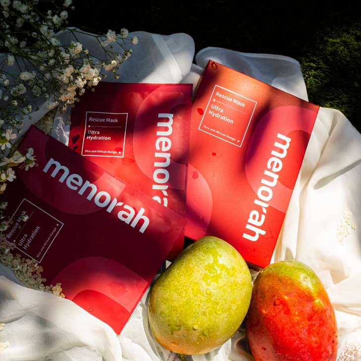 menorah skincare Ultra Hydration Rescue Sheet Mask 7 Sheets with Rice African Mango Face sheet masks Moisturizing mask S