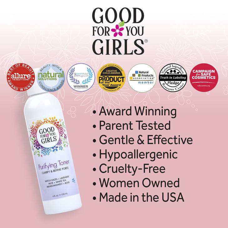 Good For You Girls Hydrating Toner for Face Contains Aloe Witch Hazel Meadowsweet Chamomile Rosewater Witch Hazel Toner