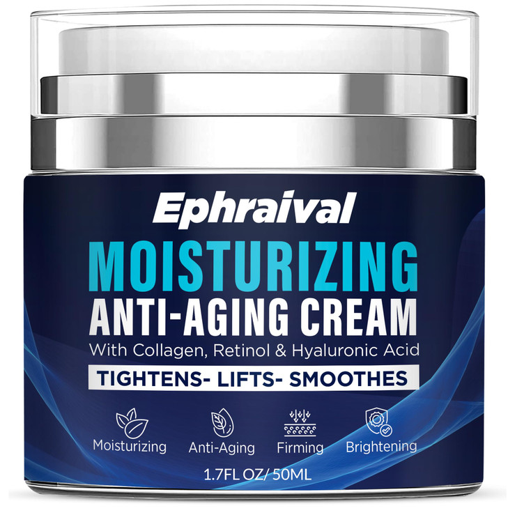 Ephraival Retinol AntiAging Cream for Men Moisturizing Face Cream with Hyaluronic Acid Vitamin E Peptides Reduces Wrinkl