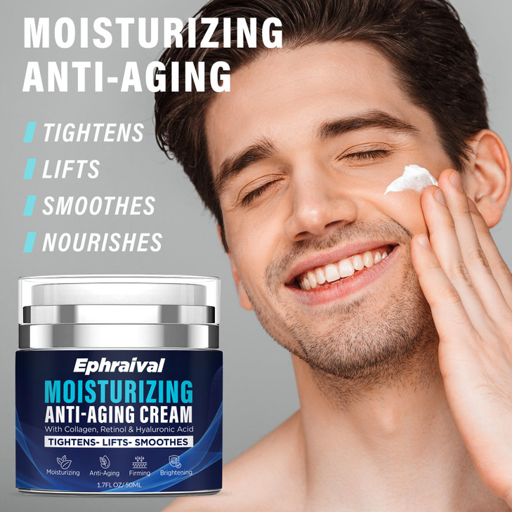 Ephraival Retinol AntiAging Cream for Men Moisturizing Face Cream with Hyaluronic Acid Vitamin E Peptides Reduces Wrinkl