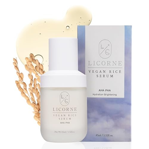 LICORNE Vegan Rice Bran Serum Daily Resurfacing Face Serum for Glass Skin AHAPHA Rice Water Extract for Rough Texture Po