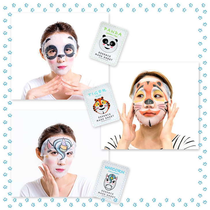 E5 Animal Print Sheet Mask Panda Tiger Unicorn 12 pcs