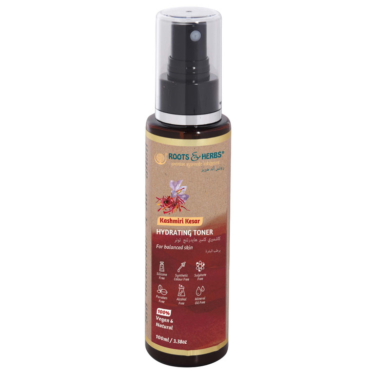 ROOTS AND HERBS Ayurvedic Natural Treatment 100 Vegan No Paraben Hydrating Kashmiri Kesar Toner
