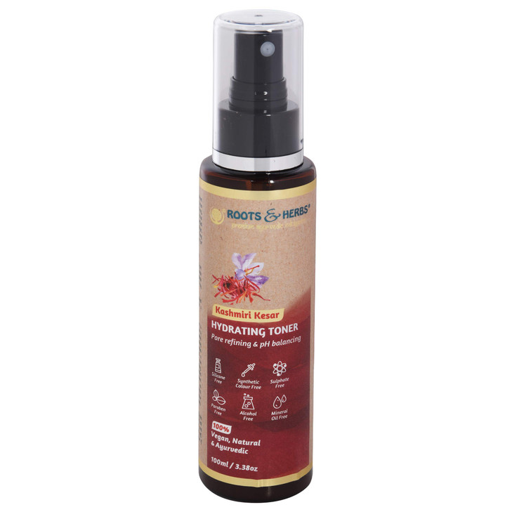 ROOTS AND HERBS Ayurvedic Natural Treatment 100 Vegan No Paraben Hydrating Kashmiri Kesar Toner