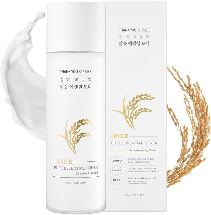 THANKYOU FARMER Rice Pure Korean Milk Toner with Rice Water Niacinamide Gentle Hydrating Toner for Brightening and Sooth