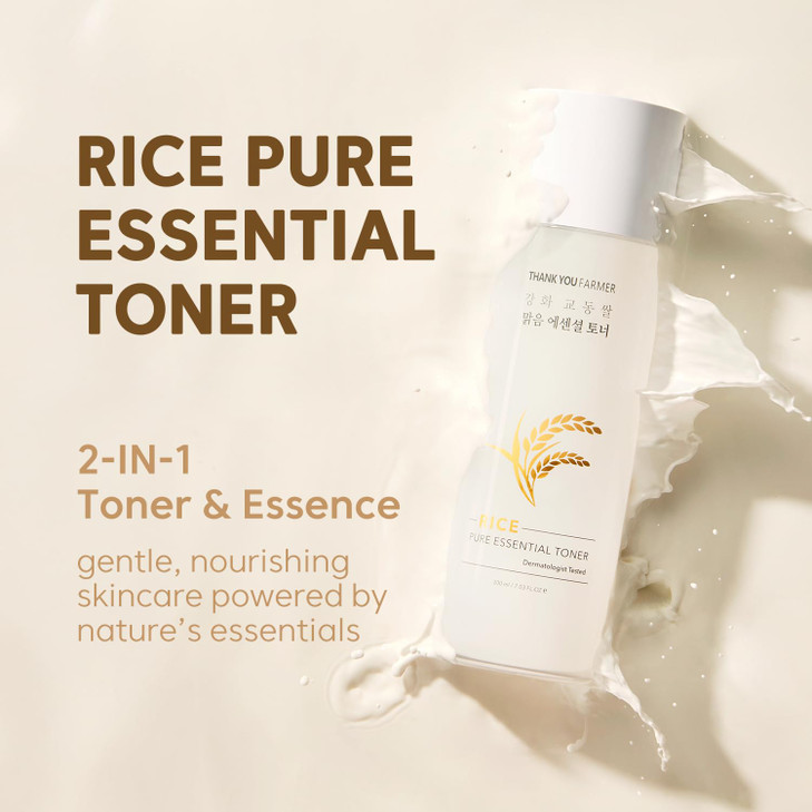 THANKYOU FARMER Rice Pure Korean Milk Toner with Rice Water Niacinamide Gentle Hydrating Toner for Brightening and Sooth