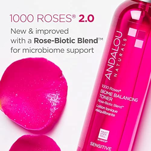 Andalou Naturals Toner 1000 Roses Biome Balancing Facial Toner Refreshing Gentle on Sensitive Skin RoseBiotic Blend to H