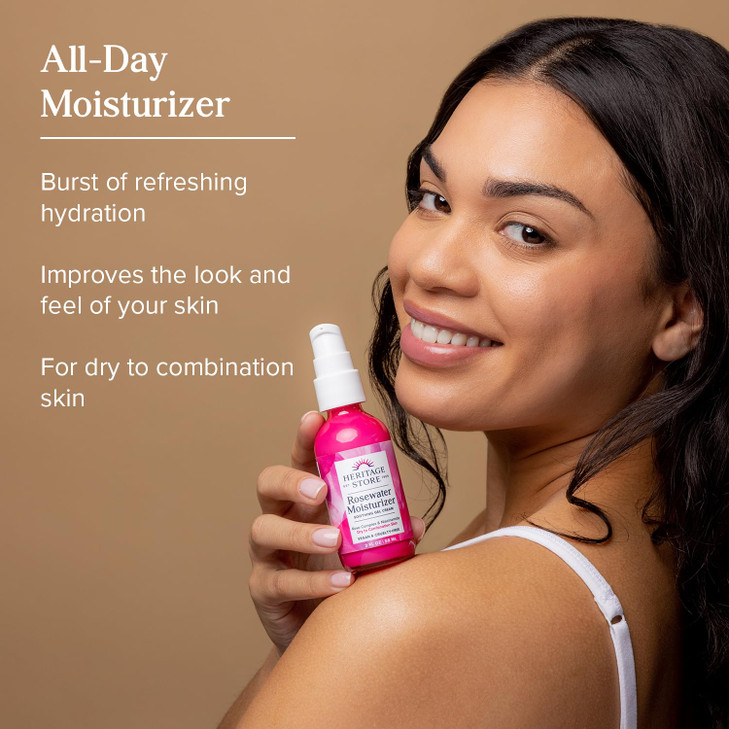 HERITAGE STORE Rosewater Face Moisturizer Soothing Gel Moisturizer with Rose Complex Niacinamide and Hyaluronic Acid Dry