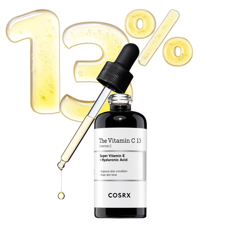 COSRX Pure Vitamin C 13 Serum with Vitamin E Hyaluronic Acid Hydrating Facial Serum for Fine Lines Uneven Skin Tone Dull