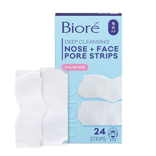 Biore Nose and Face Blackhead Remover Pore Strips Deep Cleansing with Instant Blackhead Removal and Pore Unclogging 24 C