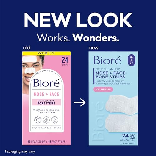 Biore Nose and Face Blackhead Remover Pore Strips Deep Cleansing with Instant Blackhead Removal and Pore Unclogging 24 C