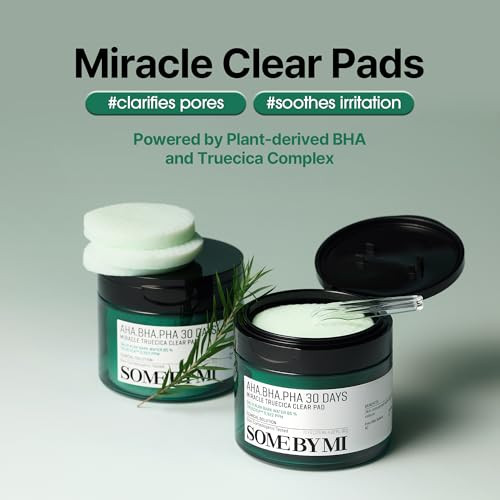 SOME BY MI AHA BHA PHA 30 Days Miracle Truecica Clear Pad 70 Pads Korean Exfoliating Centella Face Toner Pads Gently Cle