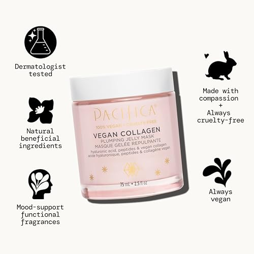 Pacifica Vegan Collagen Plumping Jelly Mask Overnight Hydrating Face Mask with Vegan Collagen Squalane Hyaluronic Acid D