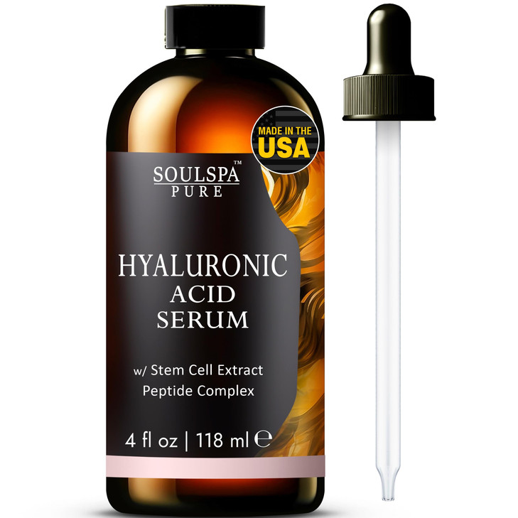 SOULSPA PURE Hyaluronic Acid Serum for Face with Peptides Deep Hydration Facial Serum Revitalizing Serum for Mature Skin