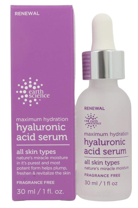 EARTH SCIENCE Maximum Hydration Hyaluronic Acid Serum for Moisturizing AntiAging 1 oz