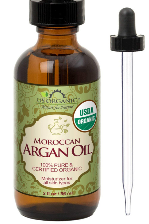 US Organic Moroccan Argan Oil USDA Certified Organic100 Pure Natural Cold Pressed Virgin Unrefined 2 Oz in Amber Glass B