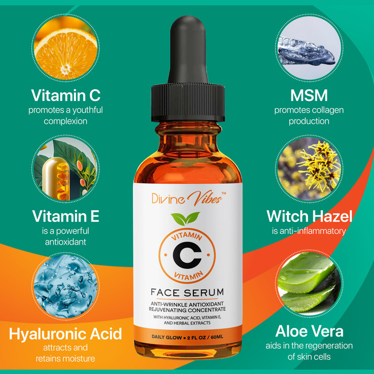 100 Pure Vitamin C Serum for Face Face Serum for Fine Lines with Hyaluronic Acid Vitamin E Herbal Antioxidant Extracts S