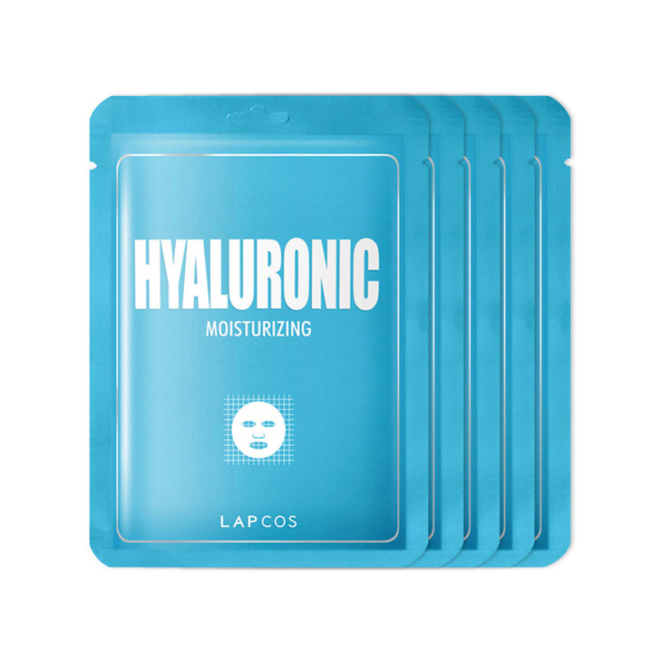 LAPCOS Hyaluronic Acid Sheet Mask Daily Hydrating Face Mask Protects Nourishes Skin Korean Beauty Favorite 5Pack
