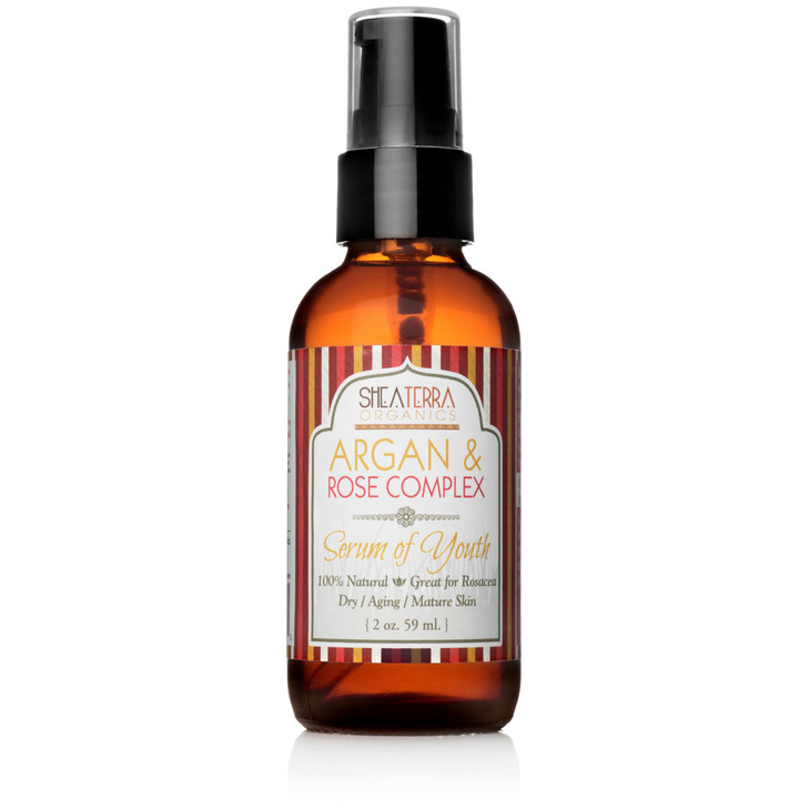 Shea Terra Argan and Rose Complex Serum of Youth NutrientRich All Natural Organic Oil with AgeDefying Essential Fatty Ac