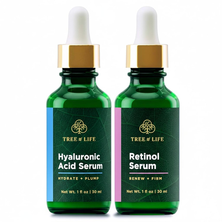 Tree of Life Beauty Facial Skin Care Set Brightening Firming Hydrating Dry Face Dermatologist Tested Retinol Serum and H