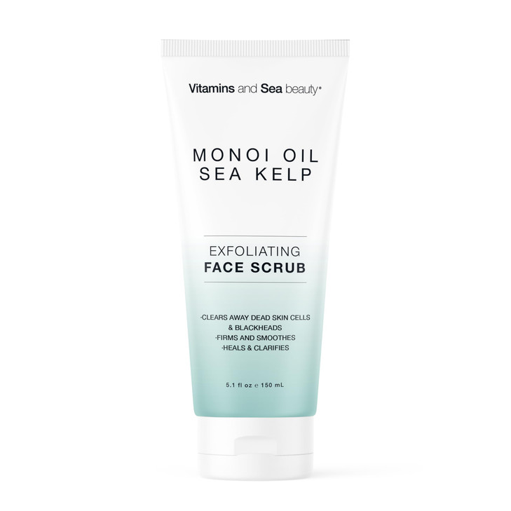 Exfoliating Face Scrub with Monoi Oil Sea Kelp Clarifying Firming Facial Exfoliator with Natural Pumice Vegan ParabenFre